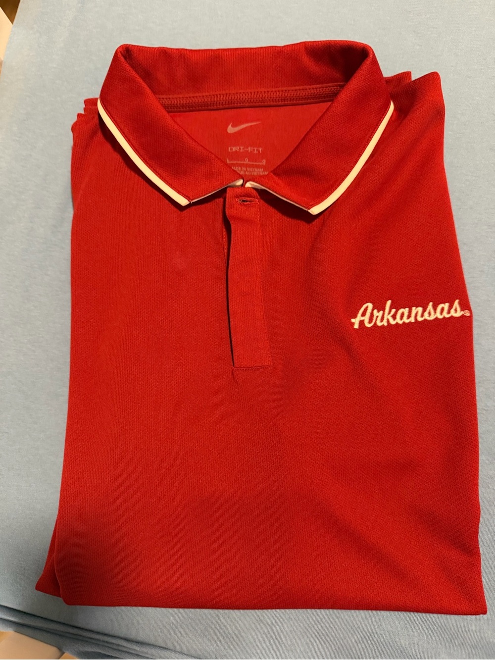 Nike Men’s Arkansas Red Dri-FIT Polo Shirt style Collegiate polo size Large NWT